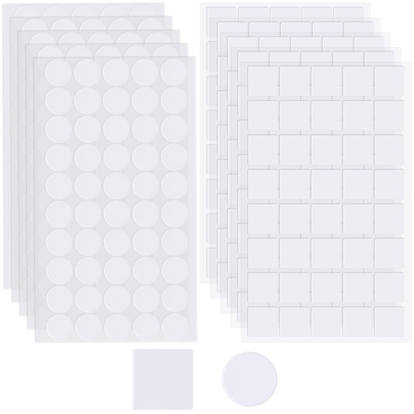 Clear Double Sided Stickers, Clear Adhesive Tape, Includes Square Double