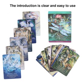 Dawwoti Oracle Cards Tarot, 52-card Mystic Fate Forecasting Divination Fortunetelling Card Deck Small English Sacred Animal Spirit Deck Dimension Cards for Family Entertainment