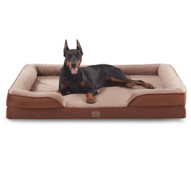Bedfolks Orthopedic Dog Bed XXL, Waterproof Dog Sofa Bed for Giant Dogs, Egg Foam Pet Couch Bed with Removable Washable Cover and Nonslip Bottom, Brown