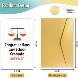 Funny Graduation Card for Law School Graduate, Graduate Congratulation Card for Law Degree, Law School Survivor Graduation Card
