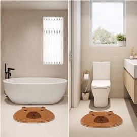 Yamepuia Badezimmerteppich - Capybara Badezimmer Teppiche,Capybara Badematte Mit Rutschhemmender RüCkseite,Badematte Weich Absorbierende rutschfest Waschbar Badteppich 50 X 56 cm
