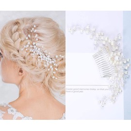Bridal Hair Comb - Wedding Hair Comb Clip Silver Rhinestone Pearl Hair Accessories Wedding Accessories for Bride Bridesmaid