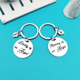 Loss of Baby Memorial Gifts - Daddy & Mommy of an Angel Keychain Set - Pregnancy Miscarriage Loss Memorial Gifts for Mother & Father - Sympathy Gift for Infant & Child Loss
