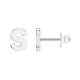 PAVOI 14K White Gold Plated Sterling Silver Alphabet Letter Earrings | Initial Earrings | Letter S