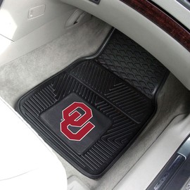 FANMATS 8765 Oklahoma Sooners 2-Piece Heavy Duty Vinyl Car Mat Set, Front Row Floor Mats, All Weather Protection, Universal Fit, Deep Resevoir Design