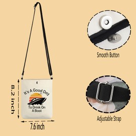 TSOTMO Boating Lover Gift Cruise Trip Gift It's A Good Day to Drink On A Boat Zipper Pouch Crossbody Bag (A Boat CA Cr)