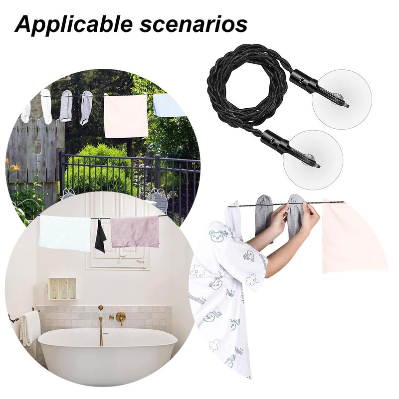 Pvieked 2 Pcs Travel Clothesline, Portable Retractable Clothesline with Hooks