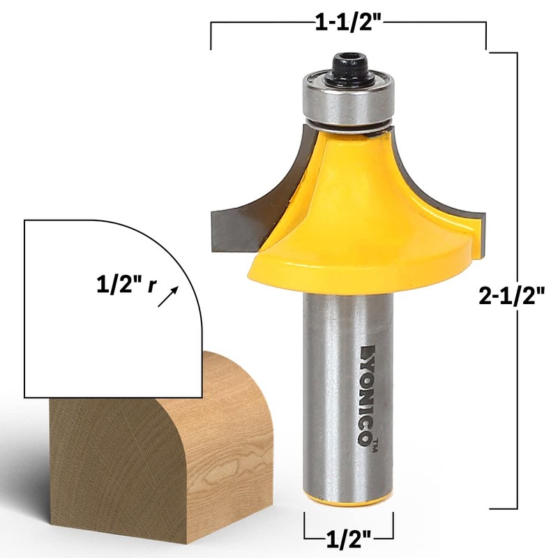 YONICO 13166 1/2-Inch Radius Round Over Edge Forming Router Bit