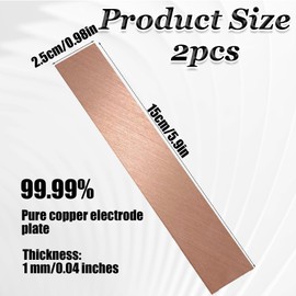 2PCS Pure Copper Anode Sheet (99.99% Pure), Copper Strip, Copper Sheet, 6 X 1 X 0.04 Inch Copper Sheet, Coppers Electrode Strip for Electroplating and Jewelry Plating