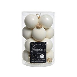 16 Christbaumkugeln Weihnachtskugeln Christbaumschmuck aus Glas 35 mm Durchmesser wollweiss matt und glänzend