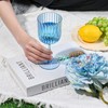 24 PCS Plastic Ribbed Wine Glasses 11oz Blue Detachable Wine