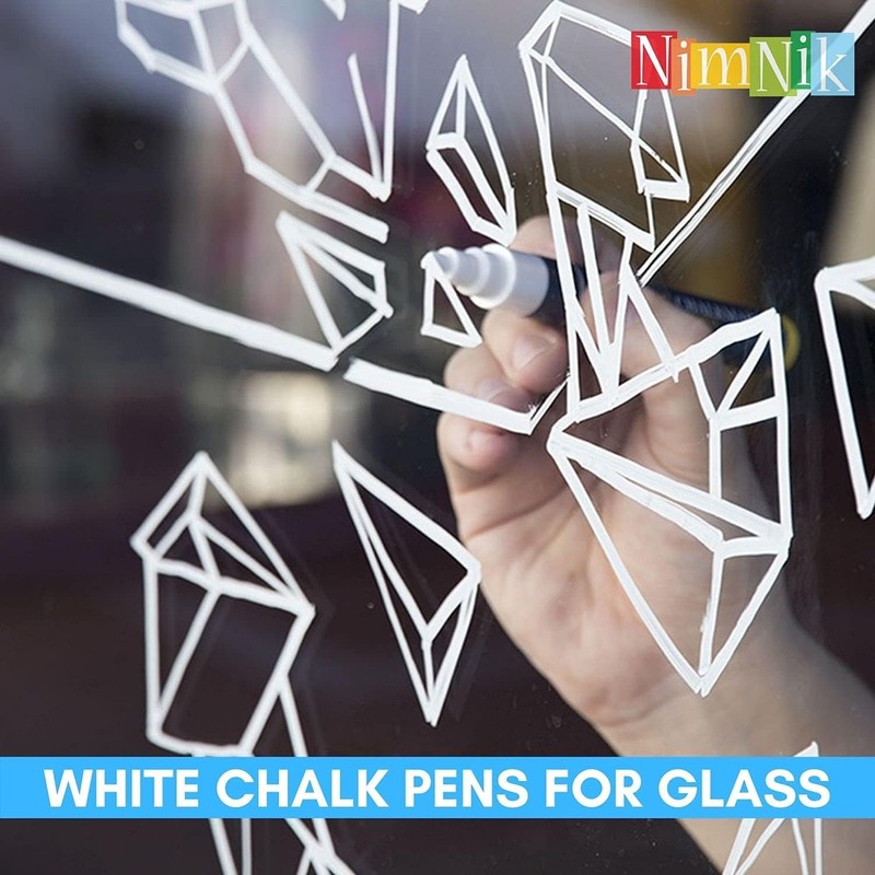 NIMNIK White Chalk Markers for Blackboards - 6mm Reversible Nib