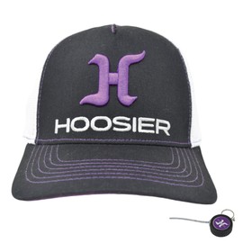 Hoosier Paddock Black Trucker Style Baseball Hat (L/XL) with Breathable White Mesh Back Keychain