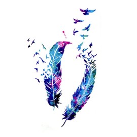 EROSPA® Temporary Tattoo Sheet / Sticker Lotus Feathers Waterproof