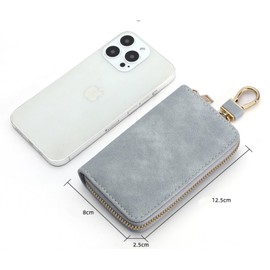 LTLSZRN Leather Key Case, Key Case for Car Keys, Key Case, Portable Key Fob, Wallet, Car Key Fob Bags for Men and Women, Purple