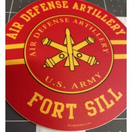 Decal. Fort Sill Air Defense Artillery - Die Cast. Red. Circle. New