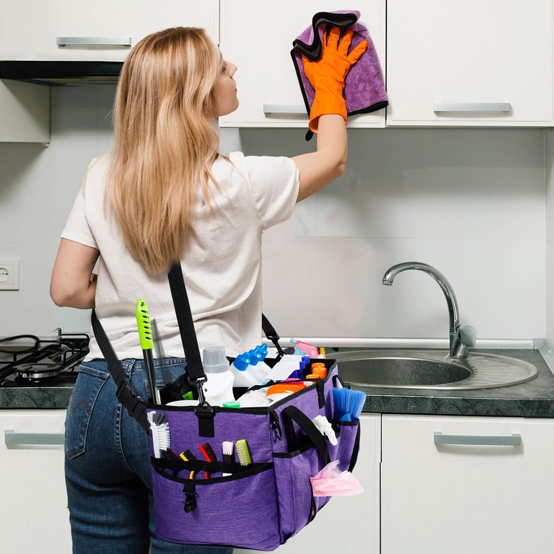 FRECOLSH XL Professional Cleaning Caddy for Cleaning Suppliers, 17" Wearable