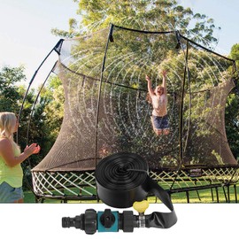 Trampoline Sprinkler for Kids & Adults – 39.3FT Outdoor Water Park Hose System for Backyard Fun, Heavy-Duty Leakproof PVC, Adjustable Water Flow, Easy Install, Summer Trampoline Sprayer