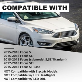 Reinko Headlights Assembly Compatible With 2015-2018 Ford Focus Halogen Headlamp,Chrome Housing Amber OE Style, For 2015 2016 2017 2018 ST/SE/S Headlights