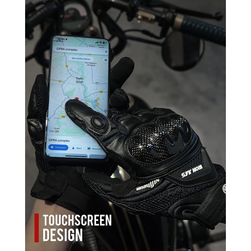 BORLENI Motorcycle Gloves Breathable Motorcycle Gloves Leather Full Finger Knuckle