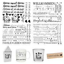 FloraVigo Rub On Sticker, Approx. A5 19 x 14 cm, Sayings, Wipeable Film for Birthday, Keraflott, Wedding, Home, Furniture, Glass, Wood, Photo Album, DIY, Sticker Aesthetics (4 Pieces) (Home)