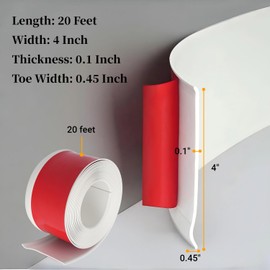 Flexible Baseboard Molding Trim, 4 Inch X 20 Feet Self Adhesive Vinyl Wall Base Moulding Trim, Peel and Stick Rubber Wall Base Cove Base, White