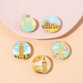 Famous Buildings Over The World Statue Of Liberty Eiffel Tower The Roman Colosseum Brooches Lapel Pin (Big Ben)