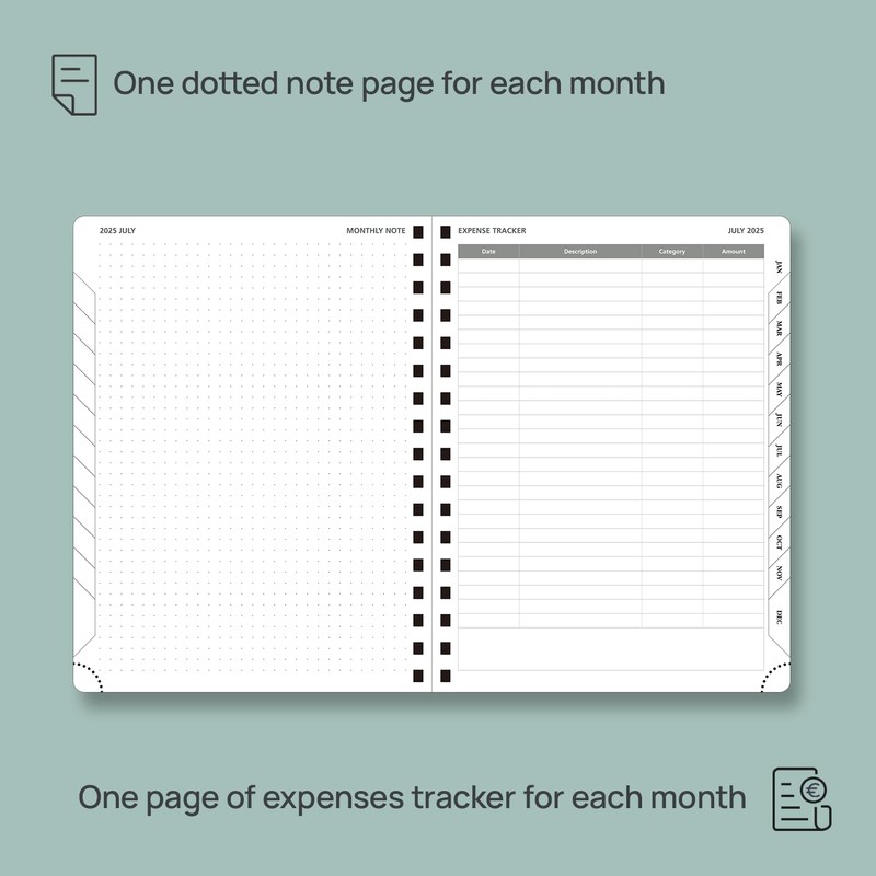 POPRUN Monthly Planner 2025-2026 Spiral Bound (6.5'' x 8.5'') 18