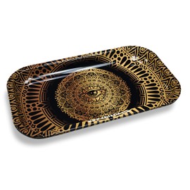 Smizzle Medium Rolling Tray - All Seeing Eye (Gold-Black/Gold) 10.75 x 6.25