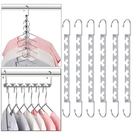 Sindax 6pcs Space Saving Hangers Stainless Steel Durable Magic Hangers for Clothes Portable Wardrobe Storage Organiser for Trouser Coat and Suit
