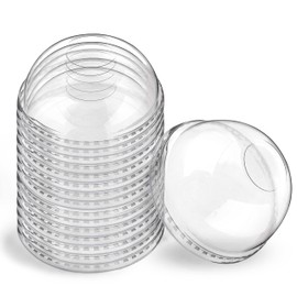[1000-Pack] Disposable Dome Plastic Cups Lids with 1 Inch Straw Hole [Ultra-Clear PET] for 12, 16, 20, 24 oz. Clear Plastic Cups - Great Use for Ice Cream, Slush, Smoothie, Razzle, Slurpee & Slushies