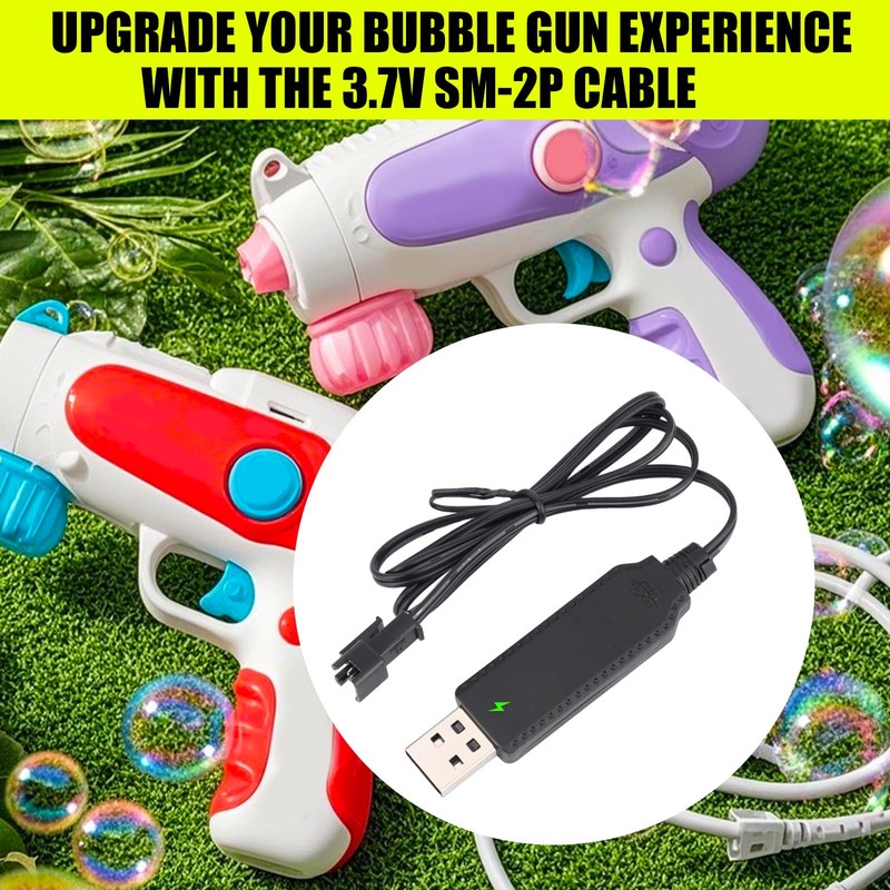 2pcs Battery Charger for Bubble Machine Gun, 3.7V SM-2P USB