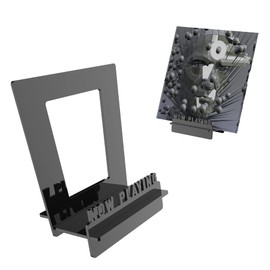 Boloyo Acrylic Now Playing Vinyl Record Stand , Clear Record Display Stand for Vinyl Records and LP Records 3D NOWPLAYING Record Holder LP No-Tool Assembly Display Storage Stand(Black)