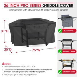 Unicook Griddle Cover for Blackstone 36 Inch ProSeries, Flat Top BBQ Grill Cover 75 Inch for Outdoor 4 Burner Cooking Station, Unique Waterproof Vinyl with Polyester Lining