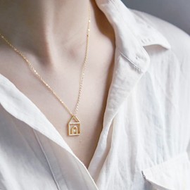 Cute House Pendant Necklace for Women Girls 925 Sterling Silver Cubic Zirconia Charm Home Warm Family Adjustable Choker Chain Hypoallergenic Delicate Lucky Birthday Promise Christmas Jewelry Gift,