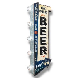 SOTT Vintage Style Beer Marquee LED Sign Double Sided Wall Arrow Bar Man Cave Decor