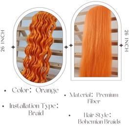 Orange Braiding Hair Pre stretched for Boho BraidsBoho Braiding Hair with Boho Curls