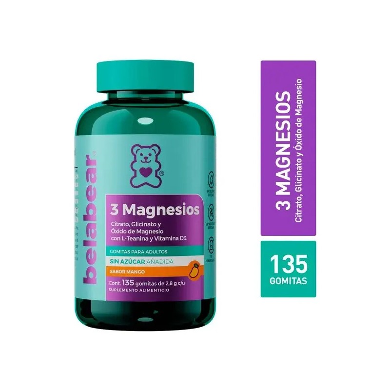 Belabear Suplemento Alimenticio 3 Magnesios 135 Pzas Mango