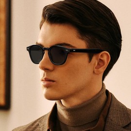 CARFIA Retro Black Atetate Sunglasses for Men Polarized UV Protection, Keyhole Square Sunnies Driving Shades Trendy Eyewears