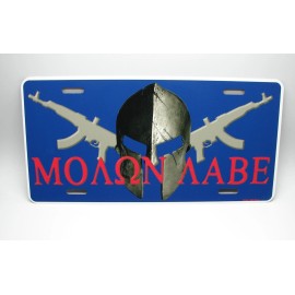 DIGIART INTERNATIONAL MOLON LABE 2ND AMENDMENT SPARTAN HELMET Metal Novelty Car License Plate Auto Tag