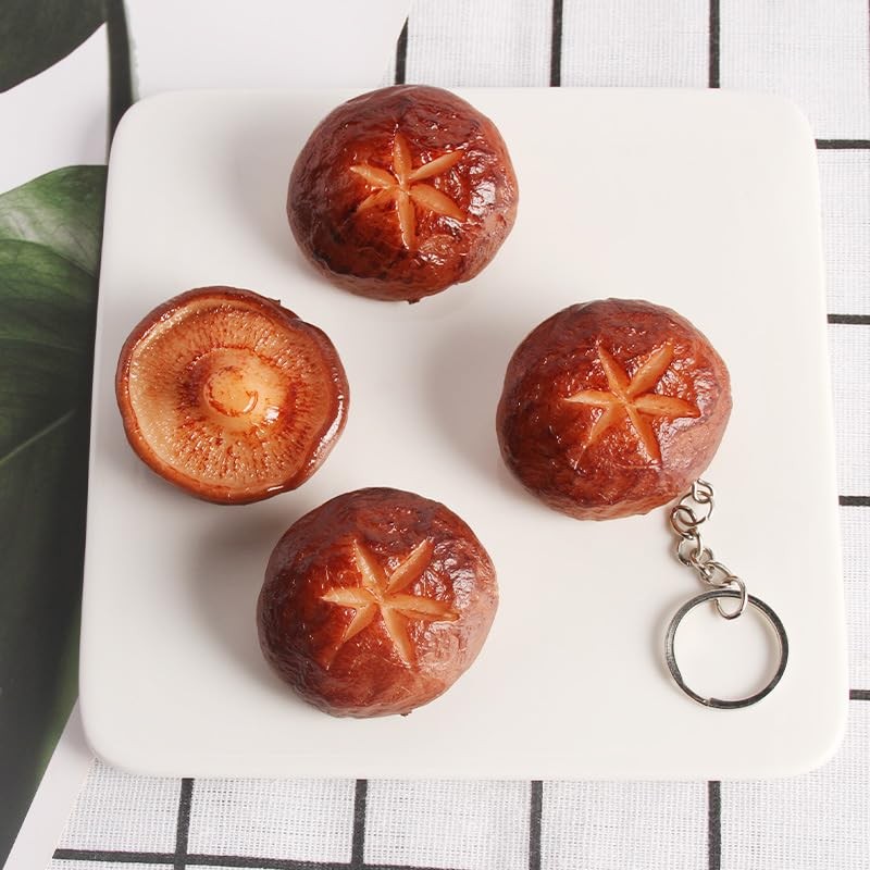 Yecomsy Imitation Food Keychains - Fried Chicken Leg, Shrimp, Mushroom,