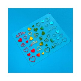 Neon Sweet Heart Solid and Hollow Valentine's Day Nail Art Sticker Neon Heart Nail Wraps Art Stickers Manicure Supplies for Women for Home Nails Full Long Lasting Easy Apply and Remove