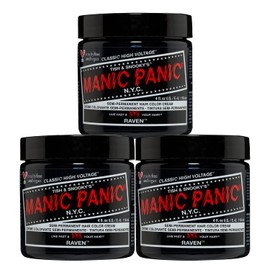 AmazonUsbeauty Manic Panic Crema de color semipermanente para el cabello, Raven, Paquete de 3