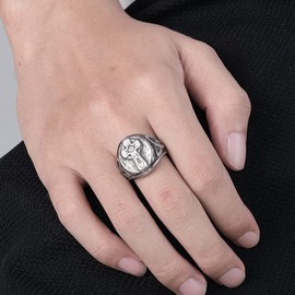 Jude Jewelers Retro Vintage Stainless Steel Christian Cross Celtic Knot Biker Vikings Cocktail Party Ring (Silver, 11)