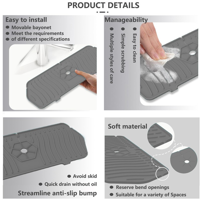 XQINQZ Kitchen Sink Splash Guard 29.7 X 5.7 In, Large
