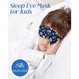 Miss Adola Sleep Mask for Kids - Cute Kawaii Cartoon Silk Sleeping Mask with Adjustable Strap Soft Smooth Light Eye Mask for Sleeping Silk Kids Eye Cover for Boys Girls Teens, BU Green Game