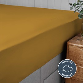 Silentnight Supersoft Ochre Fitted Sheet - Cosy & Comfortable Delicate Touch - Luxurious Easy Care Microfibre with Elasticated Corners - Stylish & Modern Mattress Fitted Sheet, King, Ochre Yellow