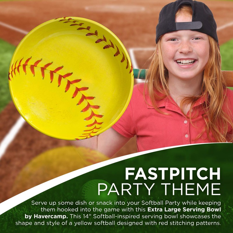 Extra Large Softball Serving Bowl (14" Diameter, 2/5" deep) Girl's