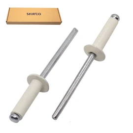 SKIR'CO Pack of 500 Painted Blind Rivets 4.0 x 10 mm Aluminium Blind Rivets DIN 7337 Dome Head Steel Mandrel Pop Rivets (Pure White RAL 9010)