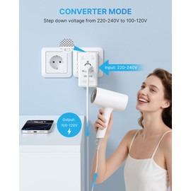 220V to 110V Travel Voltage Converter US to Europe, VINTAR 2000W International Universal Travel Adapter with 4 USB Ports (2 USB C), Step Down Power Converter Adapter Combo for EU UK US AUS